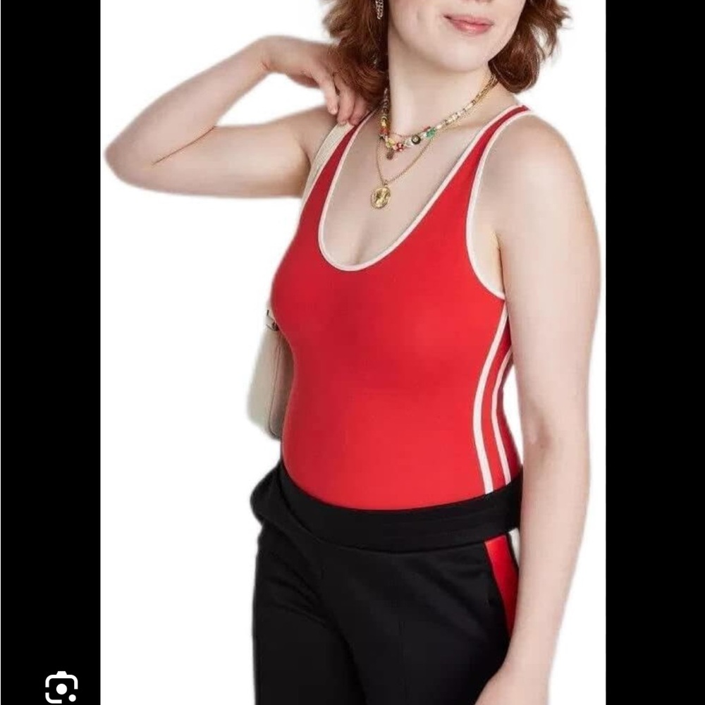 Wild Fable Red and White Striped Bodysuit